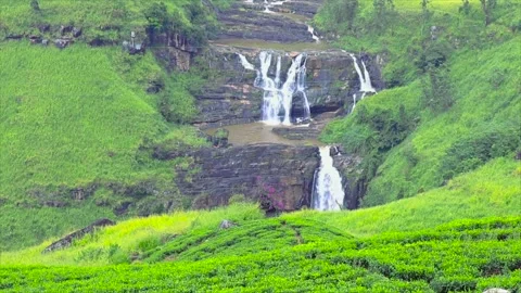 St. Clair's Falls - One of the widest waterfalls in Sri Lanka Stock Footage 170153980