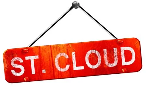 St. cloud, 3D rendering, a red hanging sign Illustrazione stock
