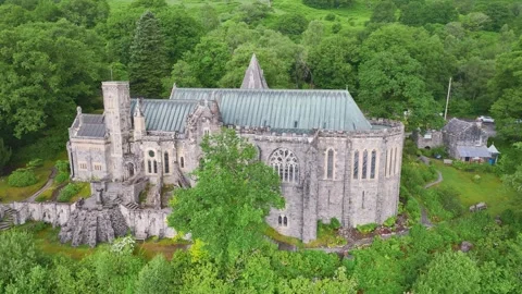 St Conans Kirk from a drone, Loch Awe in Argyll and Bute, Scotland, UK Stock-Footage 246797930