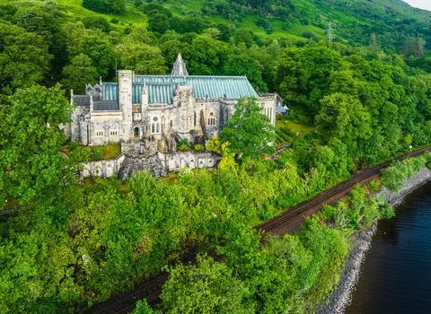 St Conans Kirk from a drone Loch Awe in Argyll and Bute Scotland UK Stock Photos
