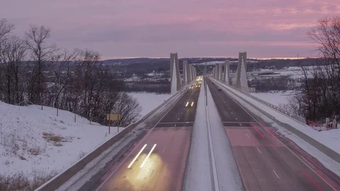 St Croix Crossing Winter Sunset 4K Timelapse Stock Footage 83889274