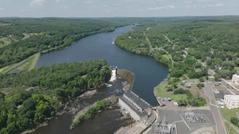 St. Croix River And St Croix Falls Hydro Electric Dam In Between Wisconsin And Stock Footage 316387941