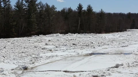 ST. CROIX RIVER ICE OUT SPRING FLOOD Stock Footage 50856613