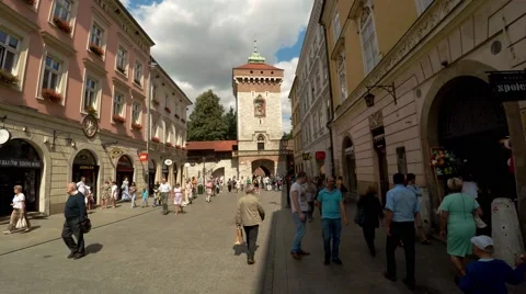 St. Florian's Gate or Florian Gate. Krakow, Poland. 4K. Stock Footage 66726274