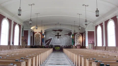 St. Francis Xavier Chapel Interior, Antigonish, Nova Scotia Stock Footage 100456587