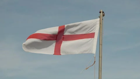 St. George flag and pole blowing in the wind slow motion stock footage Vídeo Stock 311162773