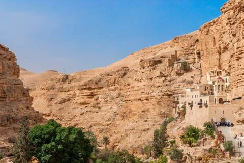 St. George Orthodox Monastery is located in Wadi Qelt. Stock Photos