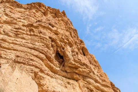 St. George Orthodox Monastery is located in Wadi Qelt. Stock Photos