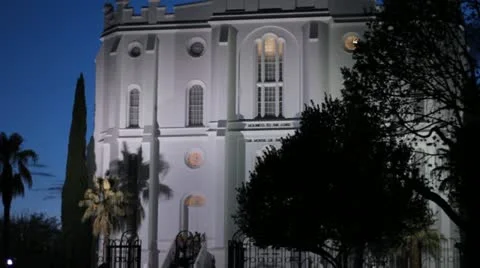 St. George Temple at Night Stock Footage