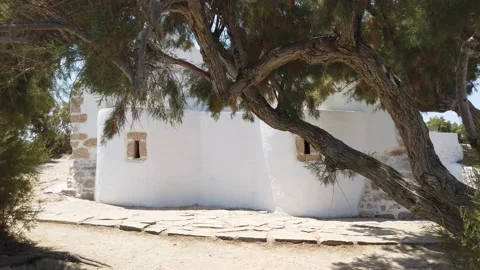St. George's Chapel, behind a tree, Anissaras, Crete, Greece Video stock 146714335