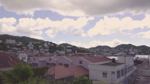 St. George's, Grenada - 5 JAN 2020: cityscape downtown behind Video stock 125205568