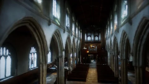 St. Giles Without Cripplegate Church located in the Barbican Estate in London Stock Footage 135919599
