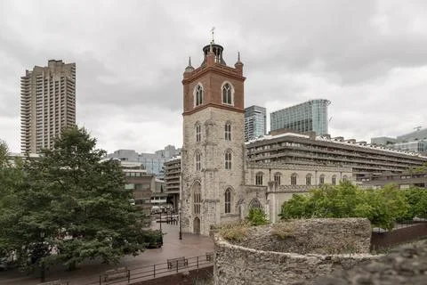 St Giles Without Cripplegate is indeed situated within the Barbican Estate,.. Stock Photos