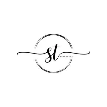 ST Initial handwriting logo with circle template vector Stock Illustration
