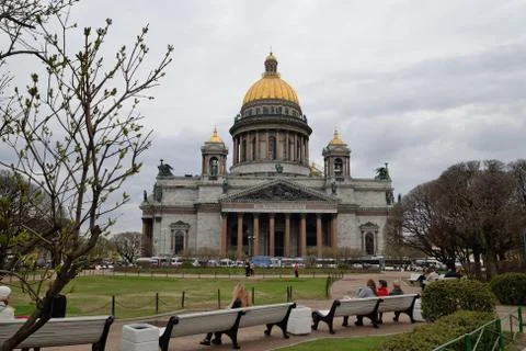 St. Isaac's Cathedral in the spring on a cloudy day St. Petersburg Stock Photos