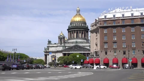 St. Isaac's Cathedral, St. Isaac's Square Astoria Hotel. Saint Petersburg Stock Footage 155655152