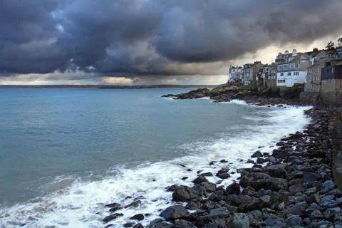 St ives harbpr storm Stock Photos