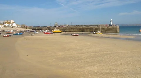 St Ives spring tide coming in time lapse. Stock Footage