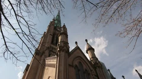 St. James Cathedral, Canada : Low Angle Slider Motion Stock Footage 11959724