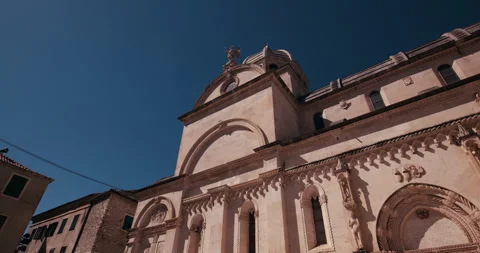 St James Cathedral Facade and Dome in Sibenik Stock-Footage 336492072
