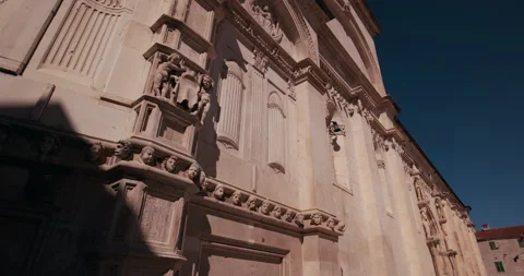St James Cathedral Sculptural Facade Detail in Sibenik Stock-Footage 336492049