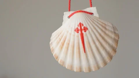 St. james shell scallop rotating, hanging, santo ano, holy year Stock Footage 114372806