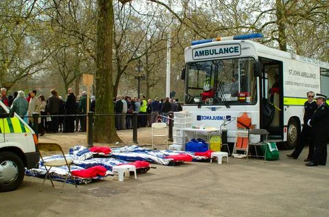 St John Ambulance First Aid Post at the Funeral of HRH Queen Elizabeth The Qu Stock Photos