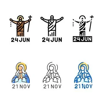 St john the baptist feast catholic holiday color icon range vector Illustration