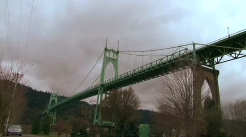 St Johns Bridge Real Time Stock Footage 11017698