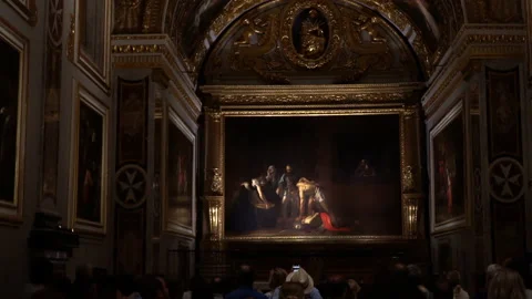 St John's Co-Cathedral - Beheading of St John (Caravaggio) – Valletta Malta Stock Footage 212103594