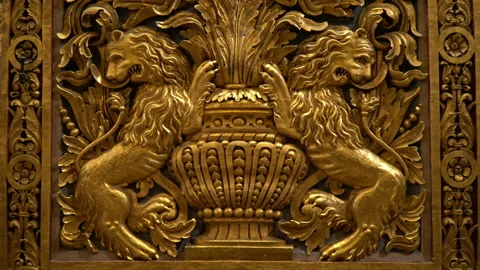 St John's Co-Cathedral Inside Detail of Gold Walls - Valletta Malta Stock Footage 212106385