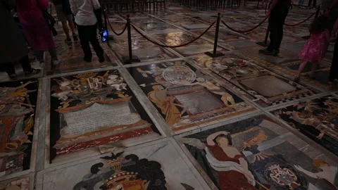 St John's Co-Cathedral: marble floor series of tombs housing  400 Knights  Stock Footage 223111544