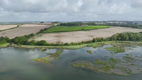 St John's Lake from a drone, Tamar Estuary, Torpoint, Cornwall, England Stock Footage 283416148