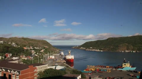St. John's Newfoundland skyline time lapse overlooking the bay Stock Footage 41874406