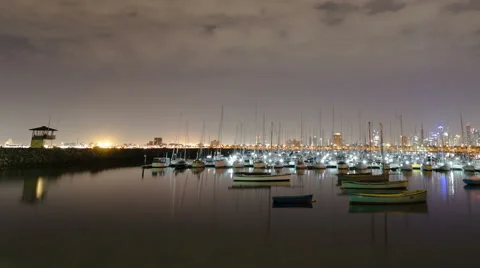 St Kilda night timelapse pan Stock Footage 58300005