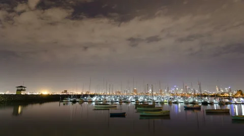 St Kilda Pier by night time lapse Stock Footage 58300000