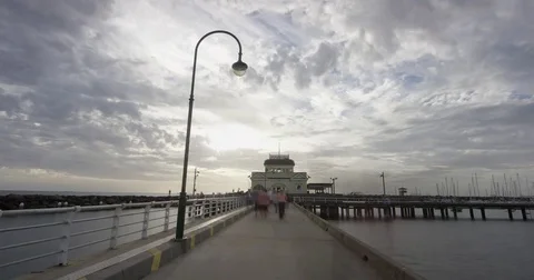 St Kilda pier sunset timelapse Melbourne Vídeo Stock 85214664