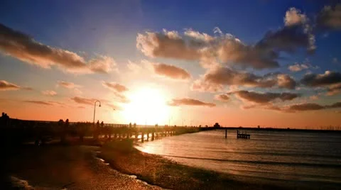 St Kilda Sunset Stockbeeldmateriaal 20541809