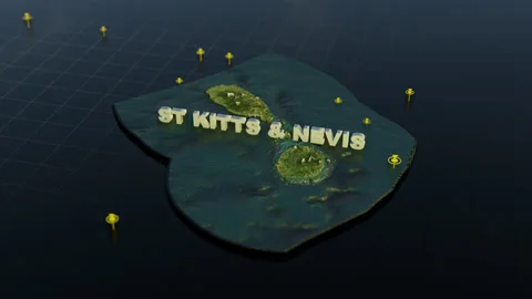 ST KITTS &amp; NEVIS 3D Map With Animation Stock Footage 310058919