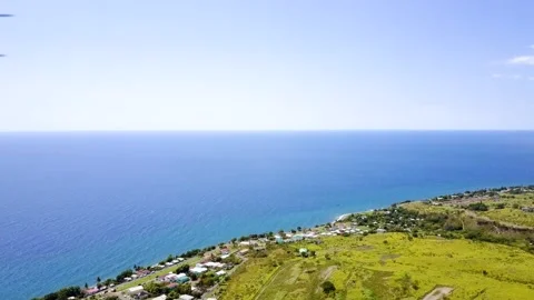 St. Kitts &amp; Nevis Small Town 05 | Caribbean Island | Drone Footage Stock Footage 296598521