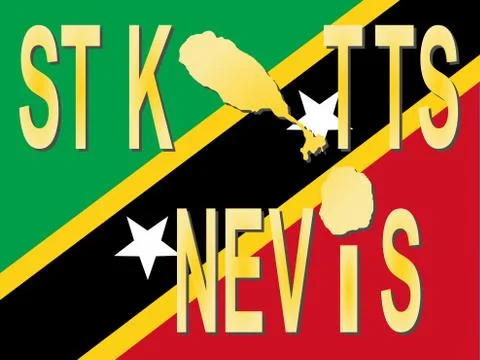 St kitts nevis text with map Stock Illustration