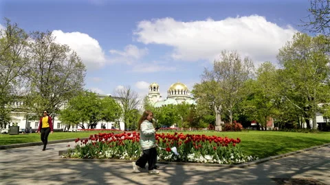 St. Kl. Ohridski gardens in Sofia, Bulgaria Stock Footage 242308004