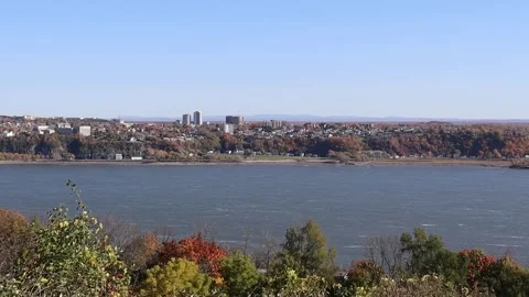 The St-Laurent river in Quebec city Stock Footage 292195001