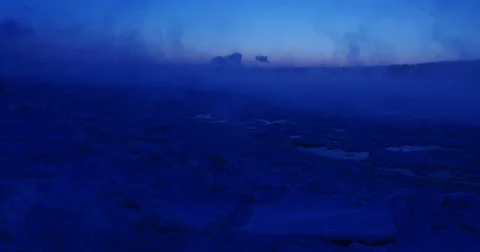 St. Lawrence river at dawn, winter steam Video stock 61294290