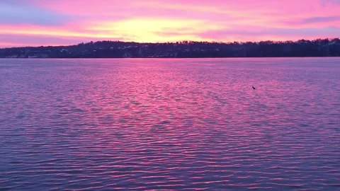 St. Lawrence river during a spectacular sunrise Stock Footage 321542651