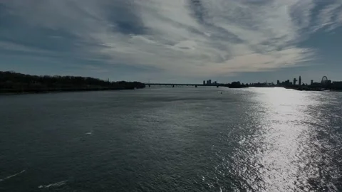 St-Lawrence river under the Jacques Cartier bridge Stock Footage 222445122
