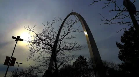 St Louis Arch 3 HD Silhouette Cloudy Winter Scene Video stock 12616150