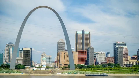 St louis arch time lapse with clouds 4k 1080p Stock Footage 77634317