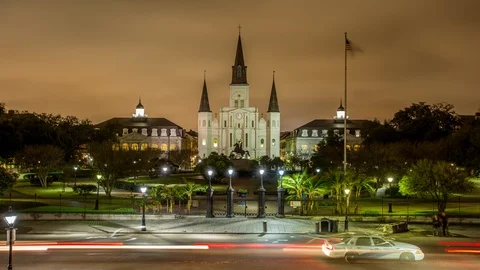 St Louis Cathedral Timelapse, New Orleans Stock Footage 104288231