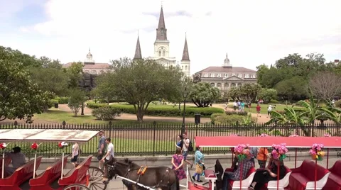 St. Louis cathredral and Jackson Square in New Orleans Stock Footage